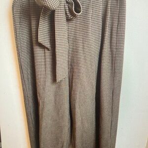 Checkered High-Waist Pants with Belt